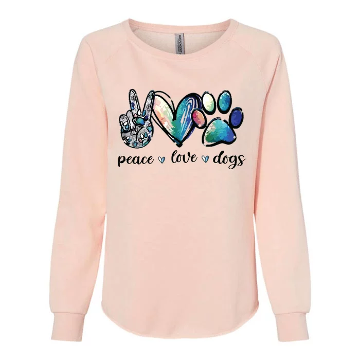 Dog Lover Peace Love Dogs Puppy Paw Womens California Wash Sweatshirt