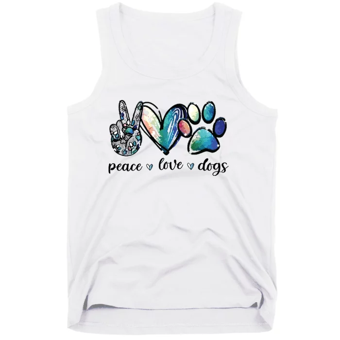 Dog Lover Peace Love Dogs Puppy Paw Tank Top