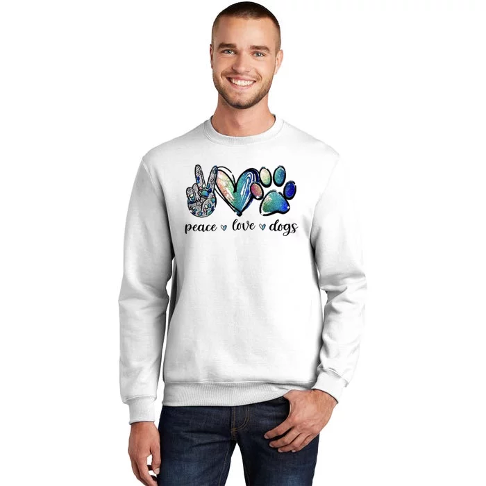 Dog Lover Peace Love Dogs Puppy Paw Sweatshirt