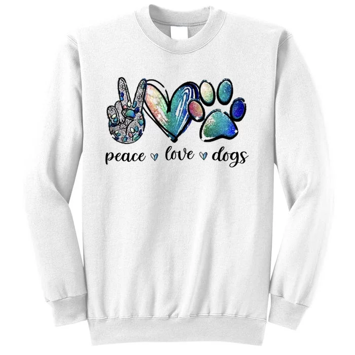 Dog Lover Peace Love Dogs Puppy Paw Sweatshirt