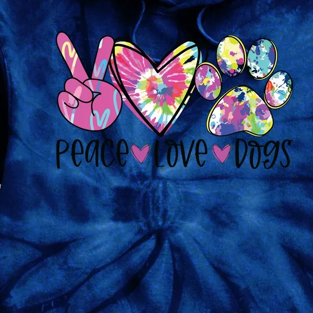 Dog Lover Peace Love Dogs Tie Dye Rescue Puppy Gifts Womens Tie Dye Hoodie