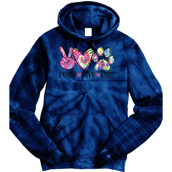 Dog Lover Peace Love Dogs Tie Dye Rescue Puppy Gifts Womens Tie Dye Hoodie