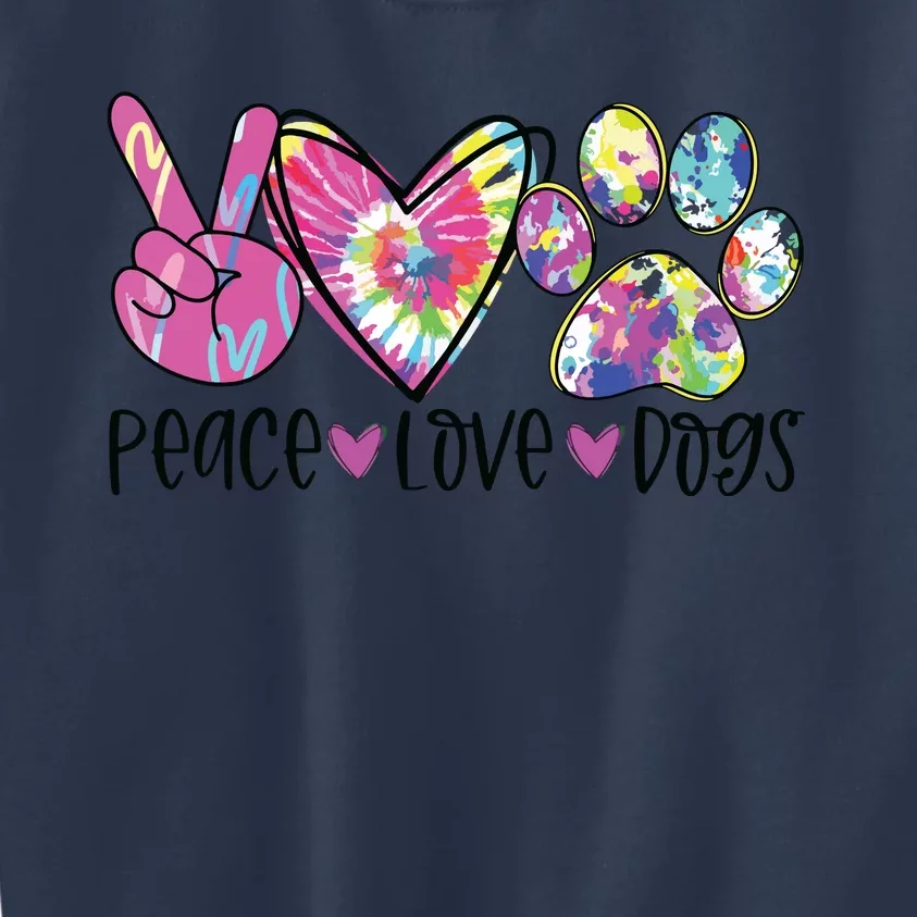 Dog Lover Peace Love Dogs Tie Dye Rescue Puppy Gifts Womens Kids Sweatshirt