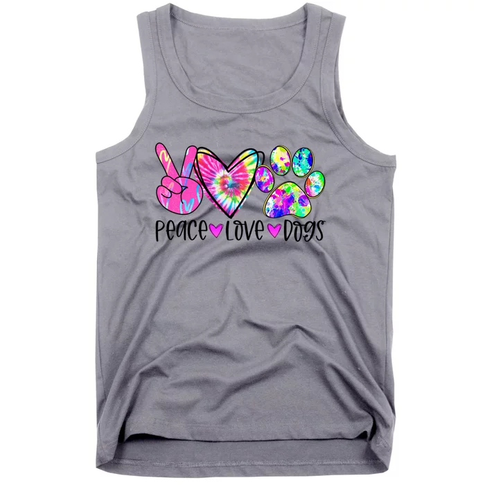 Dog Lover Peace Love Dogs Tie Dye Rescue Puppy Funny Gift Cool Gift Tank Top