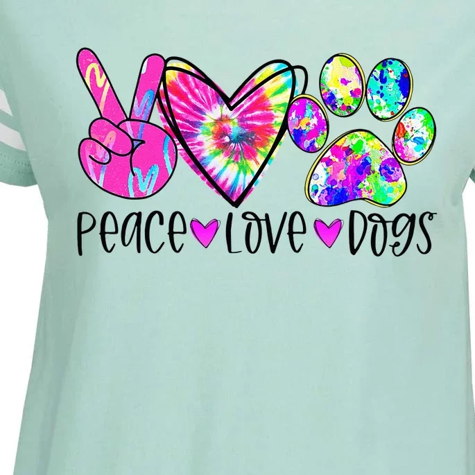 Dog Lover Peace Love Dogs Tie Dye Rescue Puppy Gifts Enza Ladies Jersey Football T-Shirt