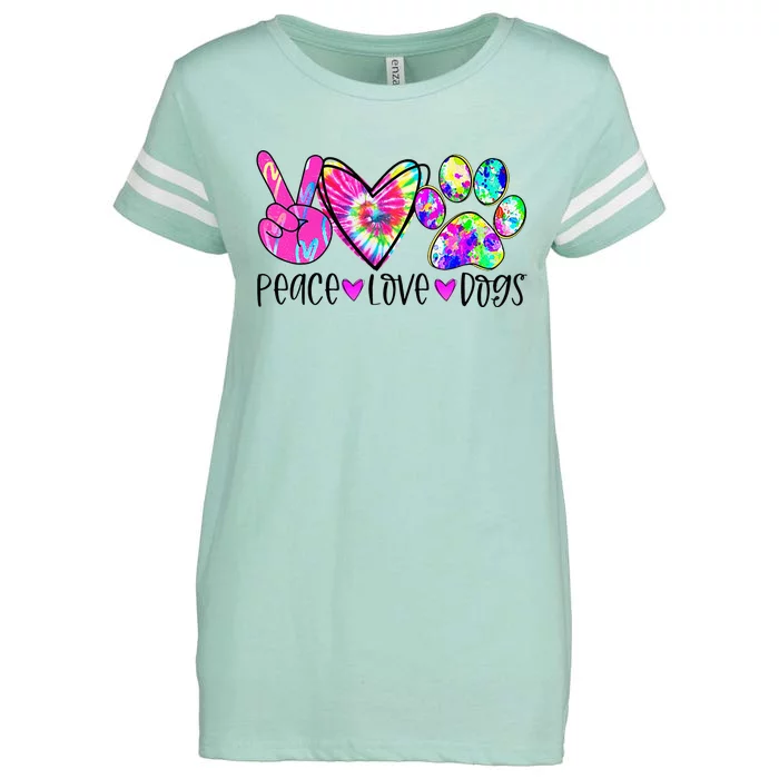 Dog Lover Peace Love Dogs Tie Dye Rescue Puppy Gifts Enza Ladies Jersey Football T-Shirt