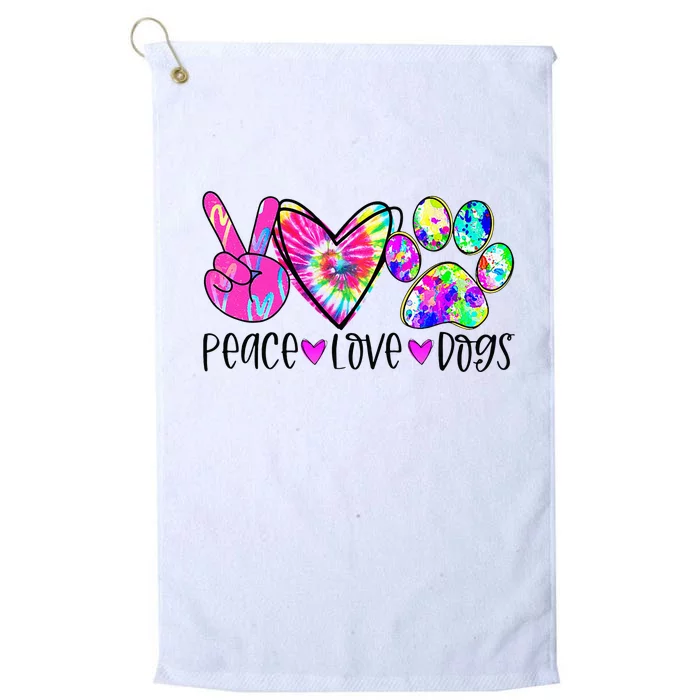 Dog Lover Peace Love Dogs Tie Dye Rescue Puppy Gifts Platinum Collection Golf Towel