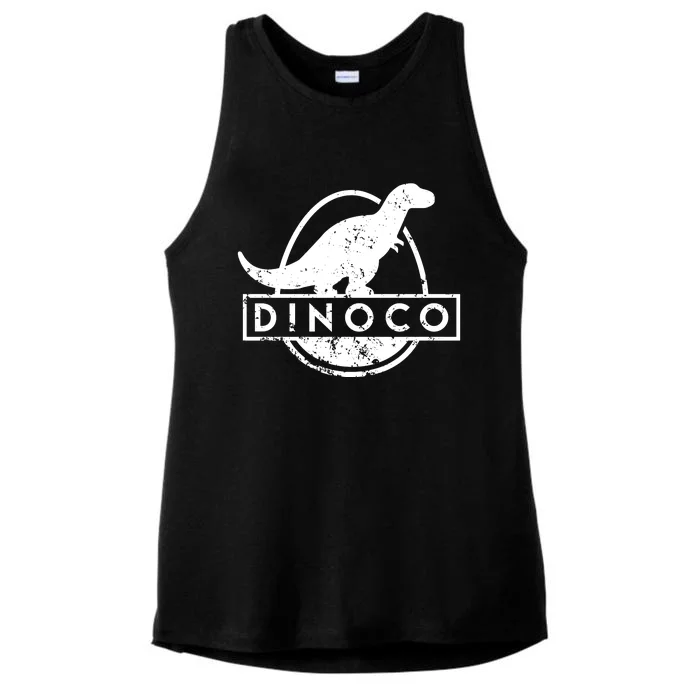 Dinoco Logo Rustic Monochrome Ladies Tri-Blend Wicking Tank