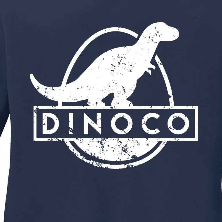 Dinoco Logo Rustic Monochrome Ladies Long Sleeve Shirt