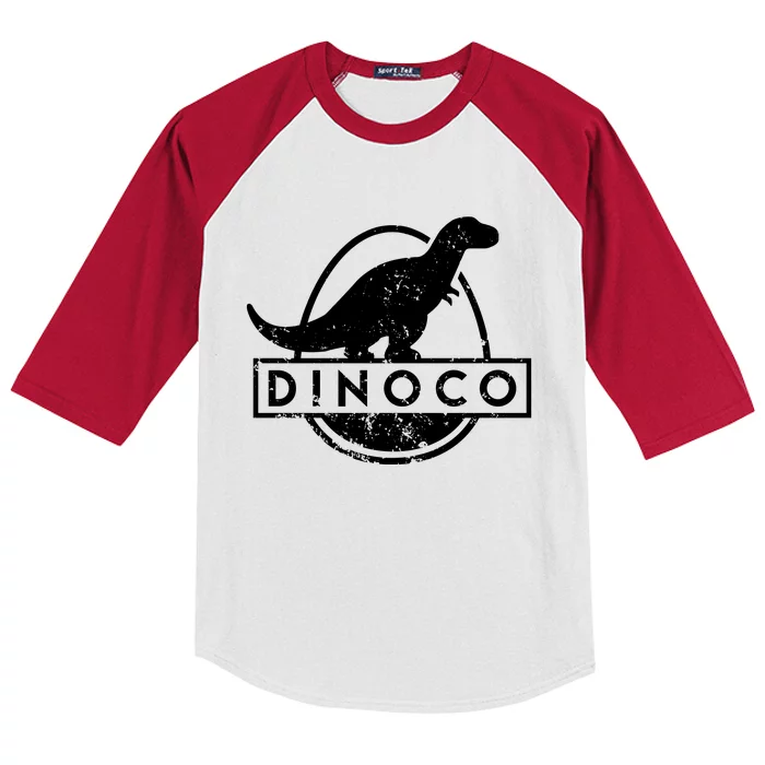 Dinoco Logo Rustic Monochrome Kids Colorblock Raglan Jersey