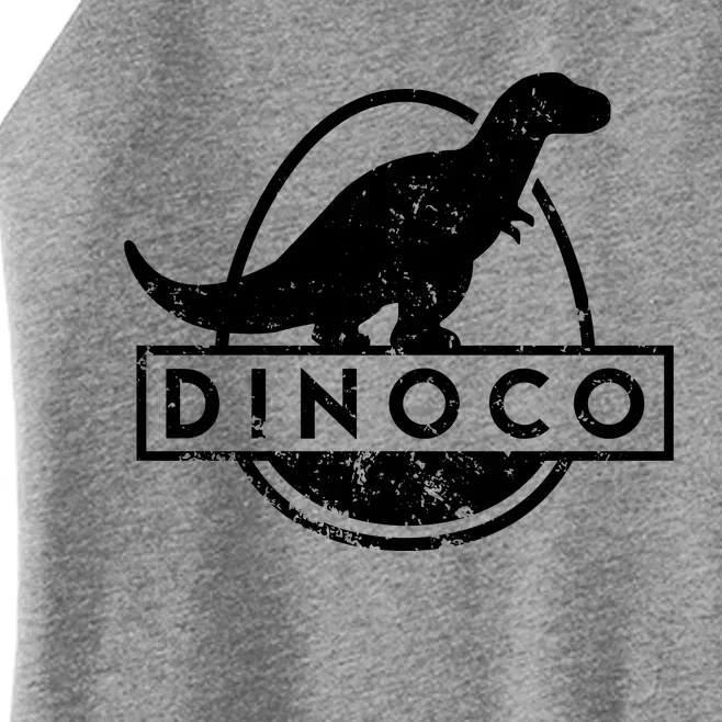 Dinoco Logo Rustic Monochrome Women’s Perfect Tri Rocker Tank