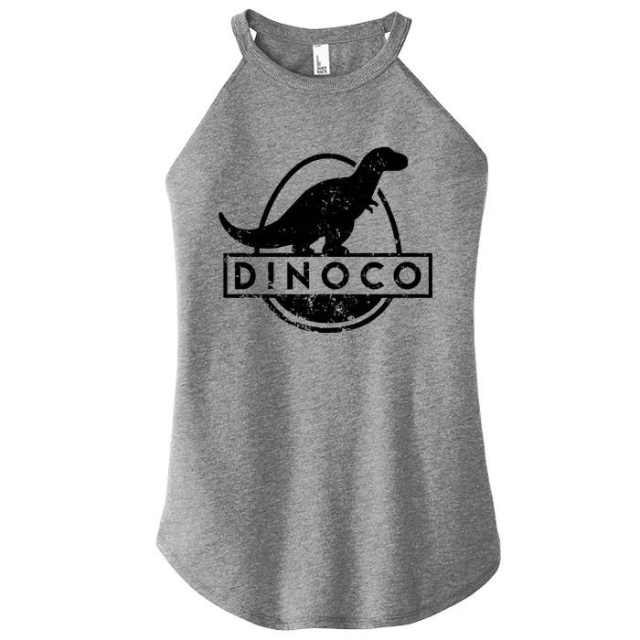 Dinoco Logo Rustic Monochrome Women’s Perfect Tri Rocker Tank