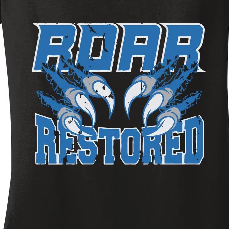 Detroit Lion Roar Restored Women's V-Neck T-Shirt