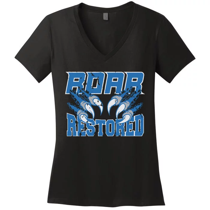 Detroit Lion Roar Restored Women's V-Neck T-Shirt