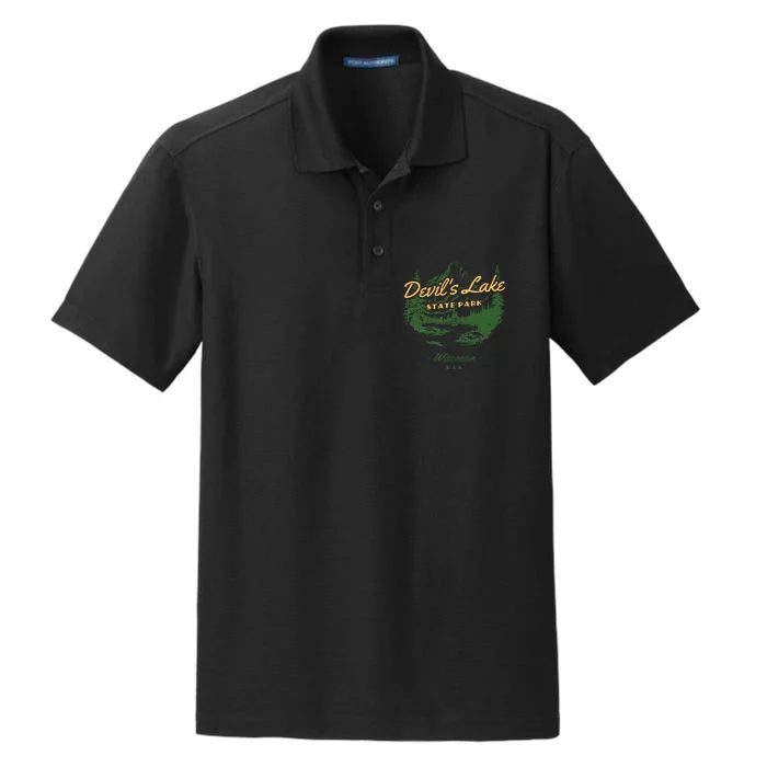 DevilS Lake State Park Wisconsin Retro Vintage Dry Zone Grid Performance Polo