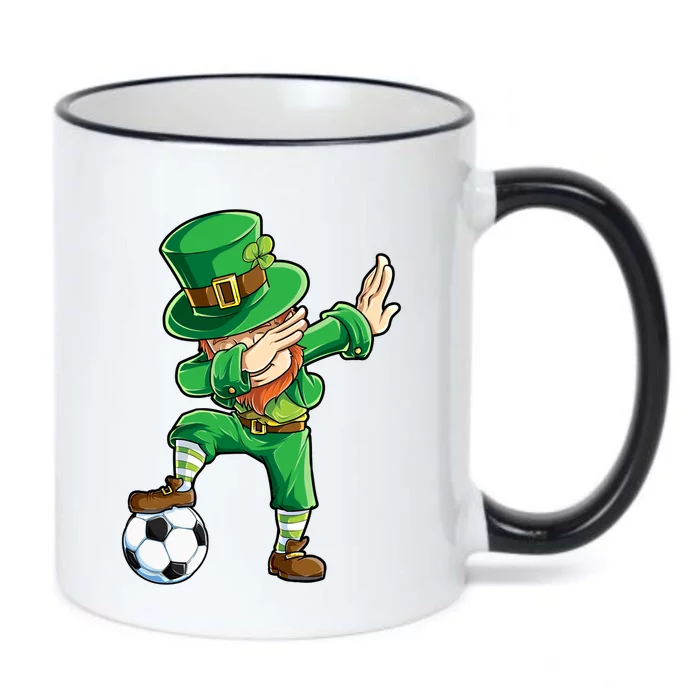 Dabbing Leprechaun St Patricks Day Soccer Sports Gift Black Color Changing Mug