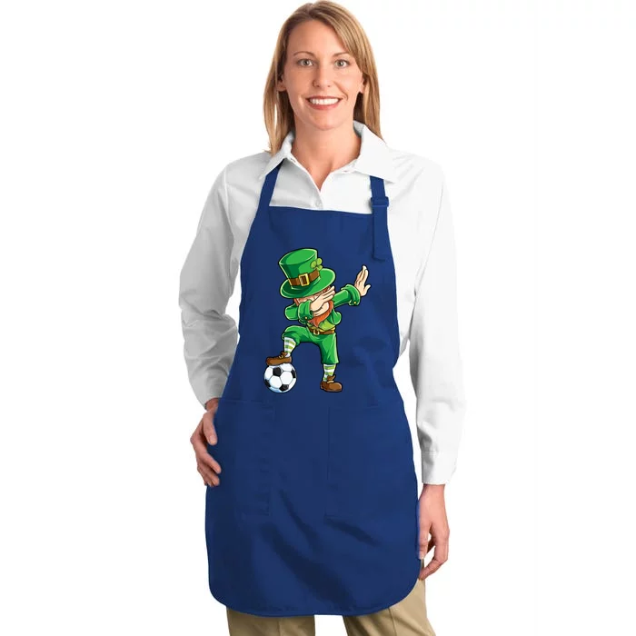 Dabbing Leprechaun St Patricks Day Soccer Sports Gift Full-Length Apron With Pocket