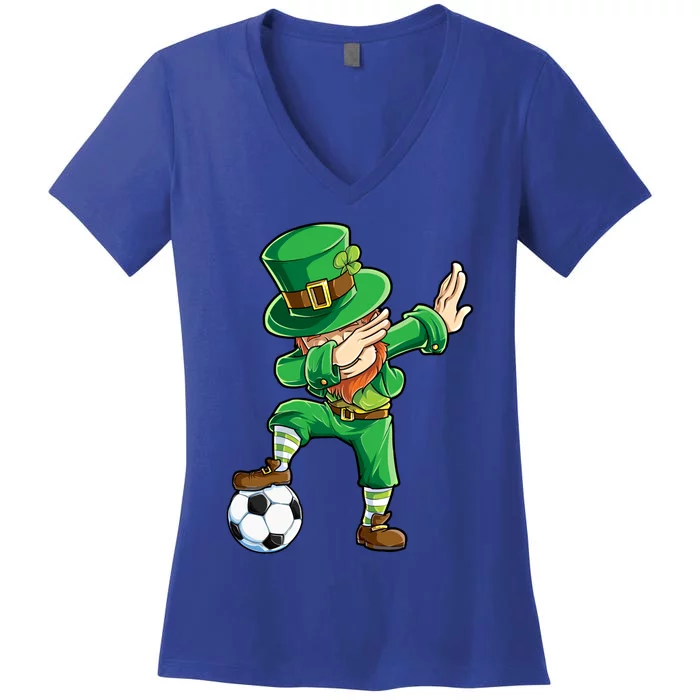 Dabbing Leprechaun St Patricks Day Soccer Sports Gift Women's V-Neck T-Shirt