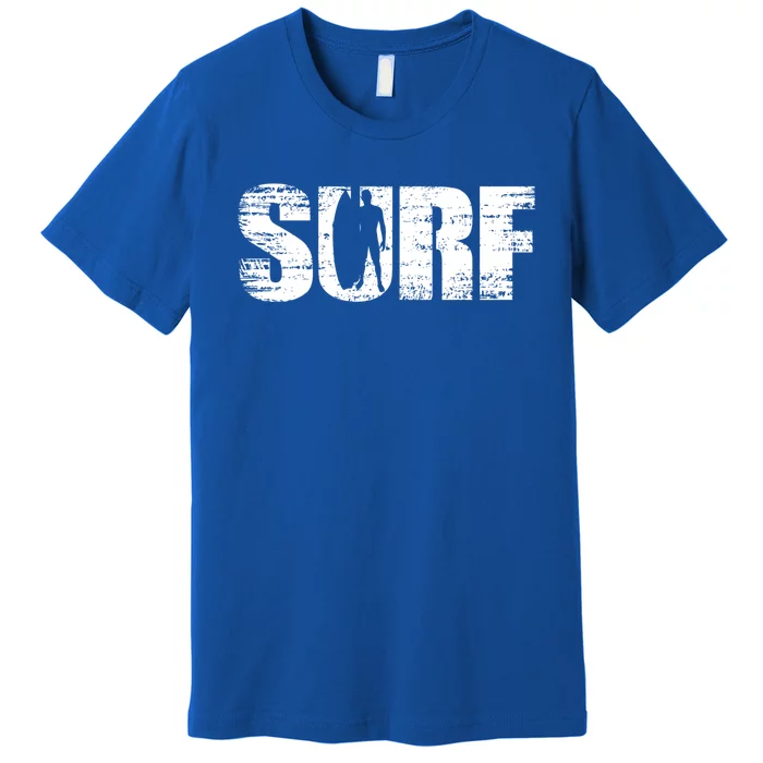 Distressed Look Surfing Gift For Surfers Cute Gift Premium T-Shirt