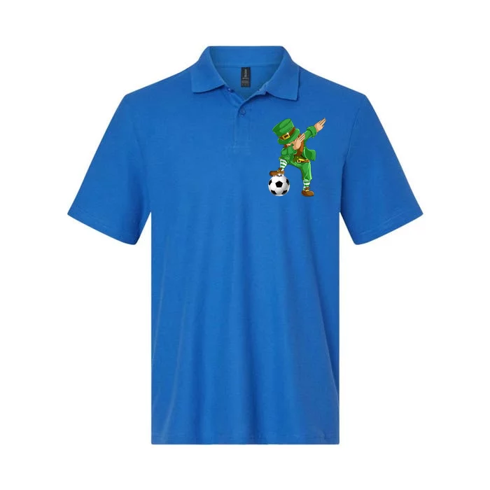 Dabbing Leprechaun Soccer St Patricks Day Sports Gift Softstyle Adult Sport Polo