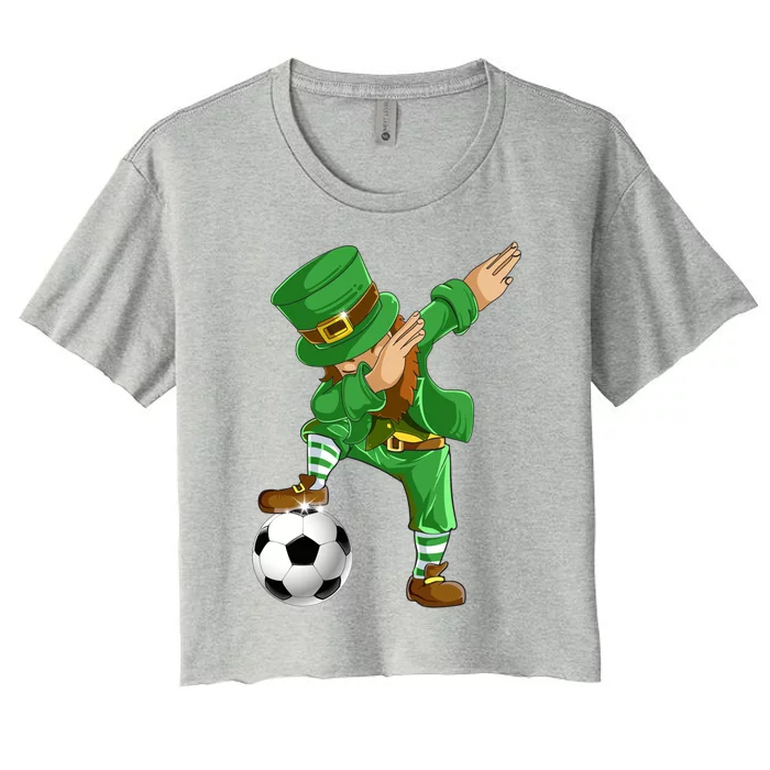 Dabbing Leprechaun Soccer St Patricks Day Sports Gift Women's Crop Top Tee