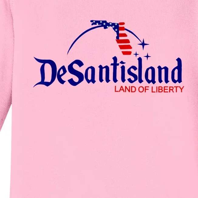 DeSantisLand Land State Of Liberty Florida Map Patriotic Baby Long Sleeve Bodysuit