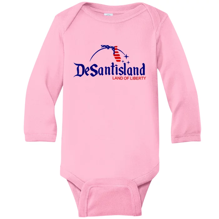 DeSantisLand Land State Of Liberty Florida Map Patriotic Baby Long Sleeve Bodysuit