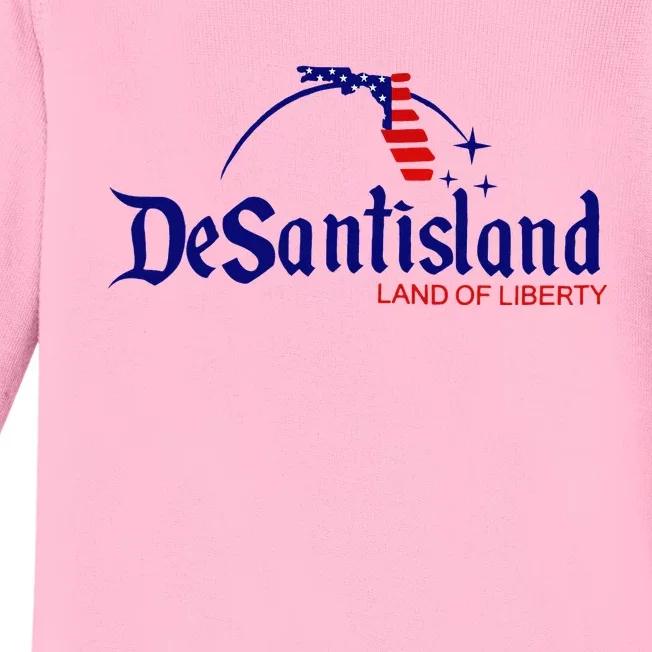 DeSantisLand Land State of Liberty Florida Map Patriotic Baby Long Sleeve Bodysuit