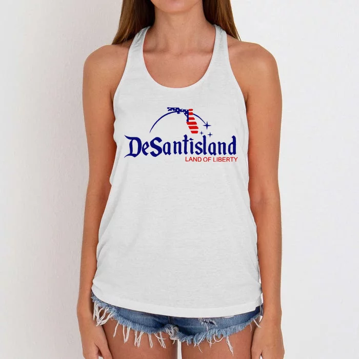 DeSantisLand Land State of Liberty Florida Map Patriotic Women's Knotted Racerback Tank