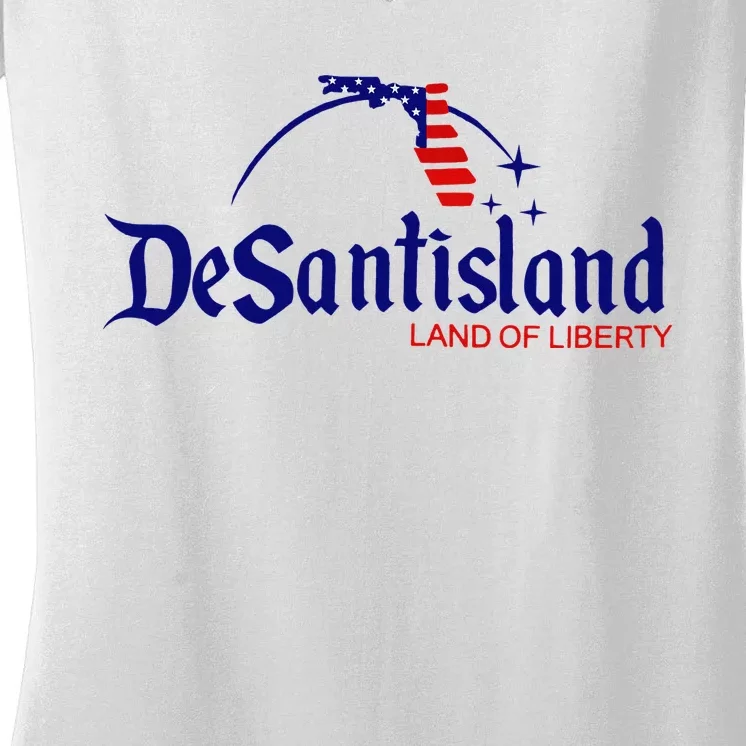 DeSantisLand Land State of Liberty Florida Map Patriotic Women's V-Neck T-Shirt