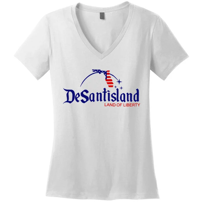 DeSantisLand Land State of Liberty Florida Map Patriotic Women's V-Neck T-Shirt