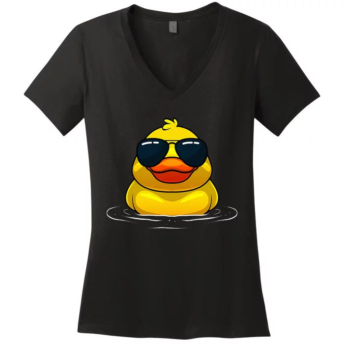 Duck Lovers Sunglasses Cool and Stylish Eyewear for All Ages Women's V-Neck T-Shirt