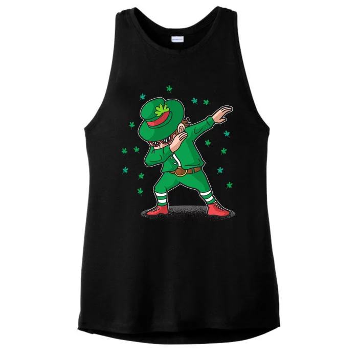 Dabbing Leprechaun St Patricks Day Party Ladies Tri-Blend Wicking Tank