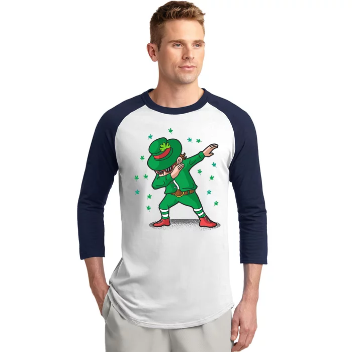 Dabbing Leprechaun St Patricks Day Party Baseball Sleeve Shirt