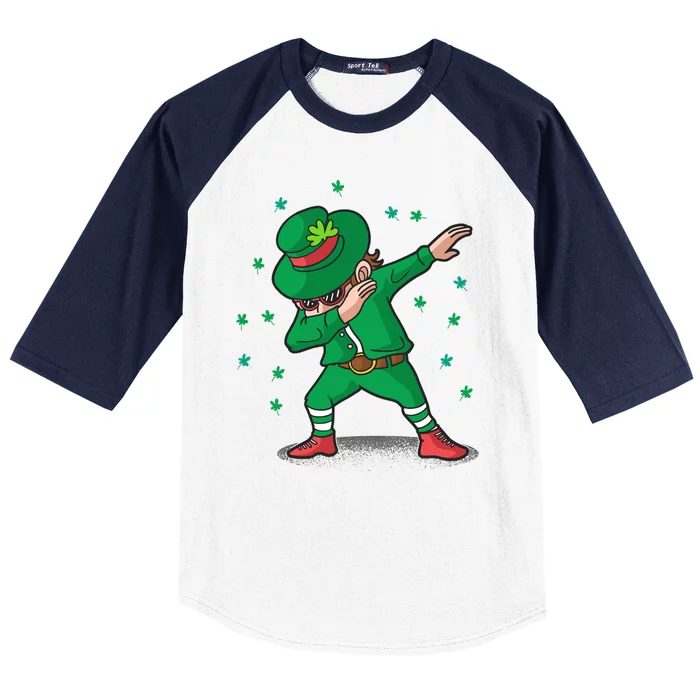 Dabbing Leprechaun St Patricks Day Party Baseball Sleeve Shirt