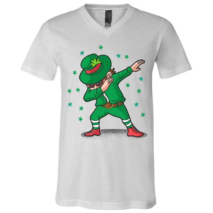 Dabbing Leprechaun St Patricks Day Party V-Neck T-Shirt