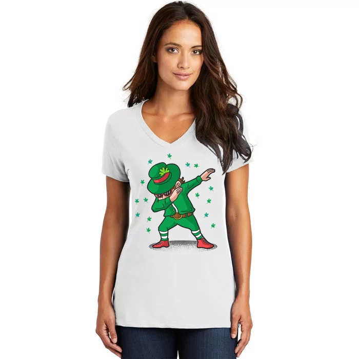 Dabbing Leprechaun St Patricks Day Party Women's V-Neck T-Shirt