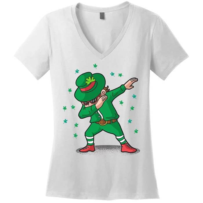 Dabbing Leprechaun St Patricks Day Party Women's V-Neck T-Shirt