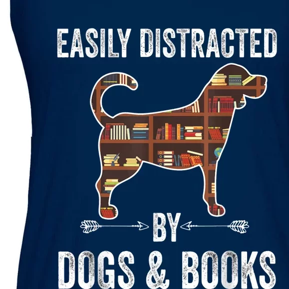 Dog Lover Shirt Easily Distracted Dogs Books Funny Dog Lover Ladies Essential Flowy Tank