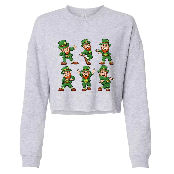 Dancing Leprechauns St Patrick's Day Funny Gift Cropped Pullover Crew