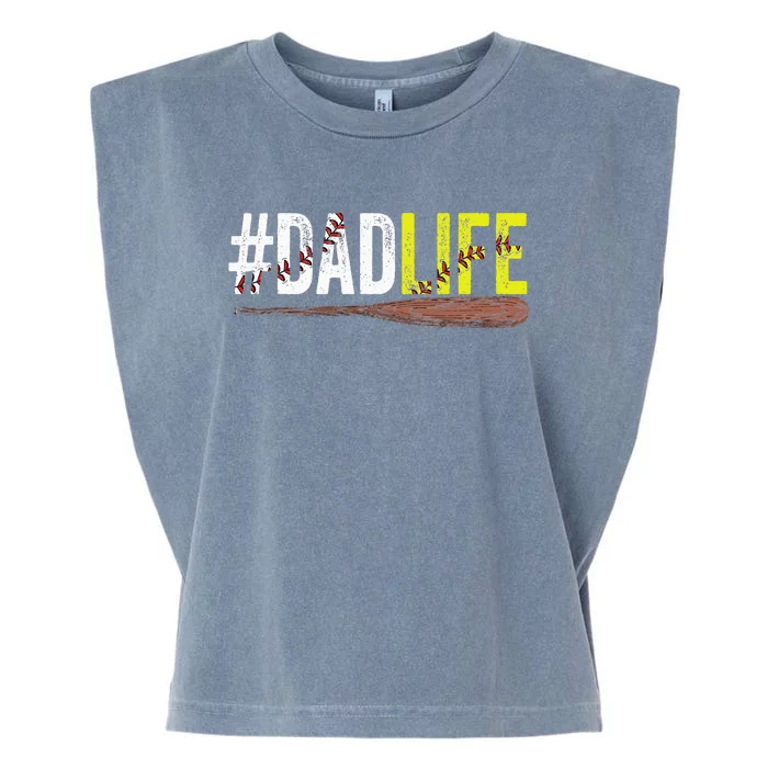 Dad Life Softball Baseball Sports Father's Day Garment-Dyed Women's Muscle Tee