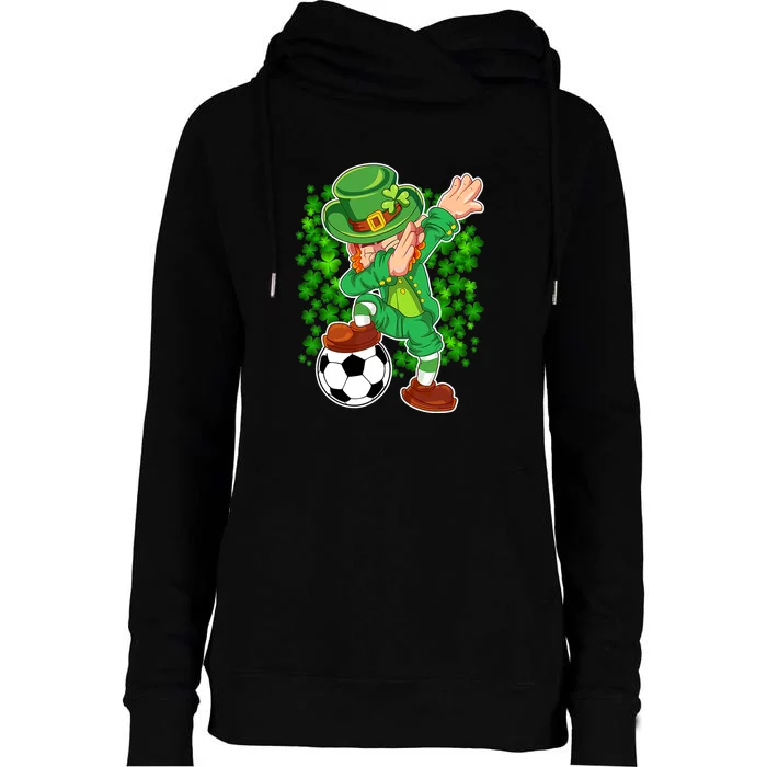 Dabbing Leprechaun Soccer St Patrick's Day Boys Kids Sports Womens Funnel Neck Pullover Hood