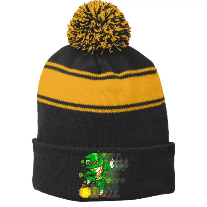 Dabbing Leprechaun St Patricks Day Boys Kids Men Dab Stripe Pom Pom Beanie