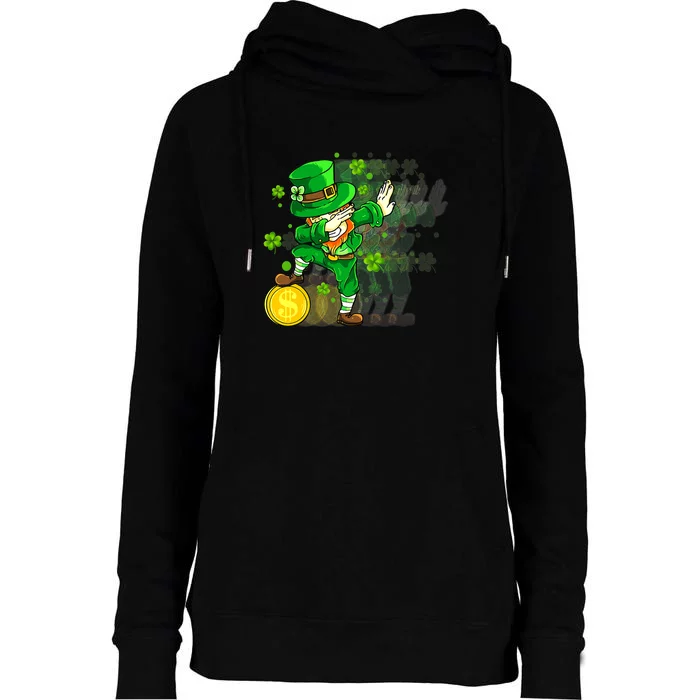 Dabbing Leprechaun St Patricks Day Boys Kids Men Dab Womens Funnel Neck Pullover Hood