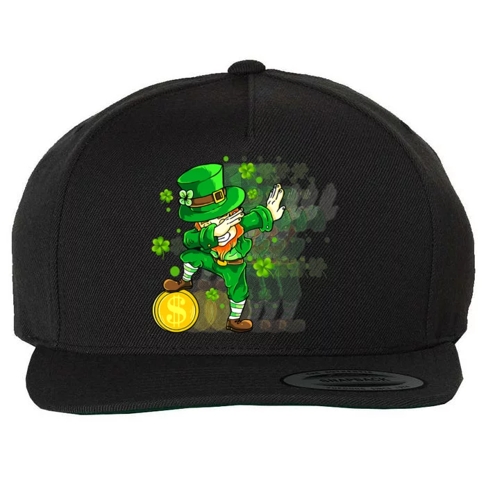 Dabbing Leprechaun St Patricks Day Boys Kids Men Dab Wool Snapback Cap