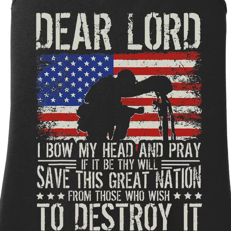 Dear Lord Save This Great Nation Jesus & Trump Maga Ladies Essential Tank