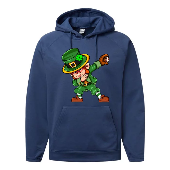 Dabbing Leprechaun St Paddys Day Irish Pride Baseball Gift Performance Fleece Hoodie