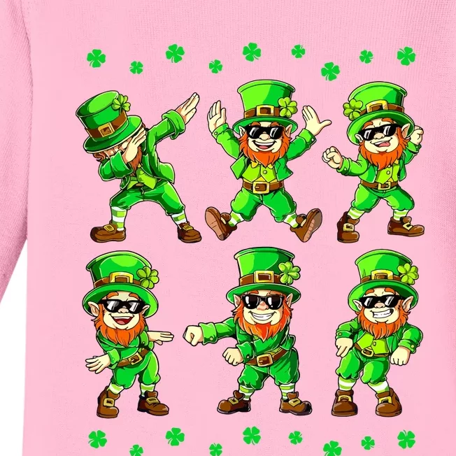 Dancing Leprechauns St Patricks Day Boy Girl Dabbing Baby Long Sleeve Bodysuit