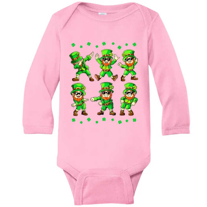 Dancing Leprechauns St Patricks Day Boy Girl Dabbing Baby Long Sleeve Bodysuit