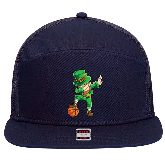 Dabbing Leprechaun St Patricks Day Basketball Funny Gift Great Gift 7 Panel Mesh Trucker Snapback Hat